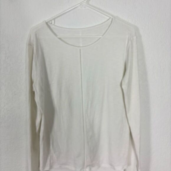 Lululemon White Scoop Neck Long Sleeve Top Size 10 - Picture 3 of 6